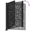 vidaXL Garden Gate Black 100x125 cm Steel Flame Design