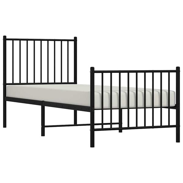 vidaXL Metal Bed Frame without Mattress with Footboard Black 80x200cm