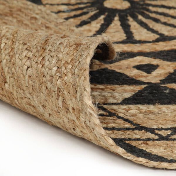 vidaXL Handmade Rug Jute with Black Print 120 cm