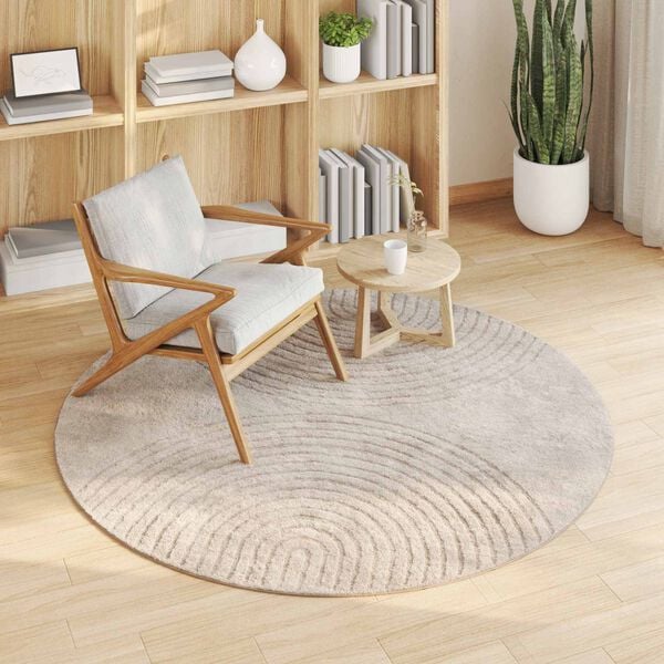 vidaXL Area Rugs Round Beige &Oslash; 200 CM