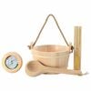 vidaXL Sauna Accessory Set 4 pcs Brown Solid Pine Wood and Hemp