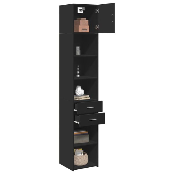 vidaXL Slim Storage Cabinet Black 40x42.5x225 cm Engineered Wood