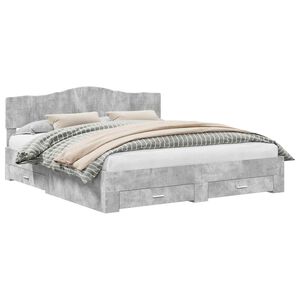 vidaXL Bed Frame Concrete Grey 200 x 200 cm Engineered Wood