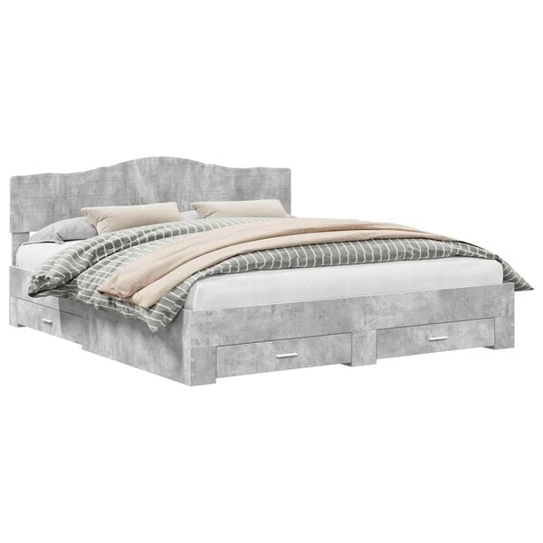 vidaXL Bed Frame Concrete Grey 200 x 200 cm Engineered Wood