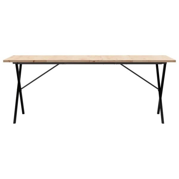 vidaXL Dining Table X-Frame 200x100x75.5 cm Solid Wood Pine and Steel