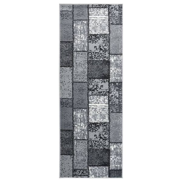 vidaXL Runner Rug BCF Grey with Block Pattern 100x250 cm