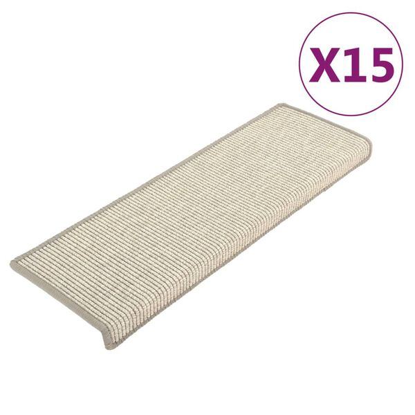 vidaXL Stair Mats 15 pcs 65x21x4 cm Silver Rectangular Edge