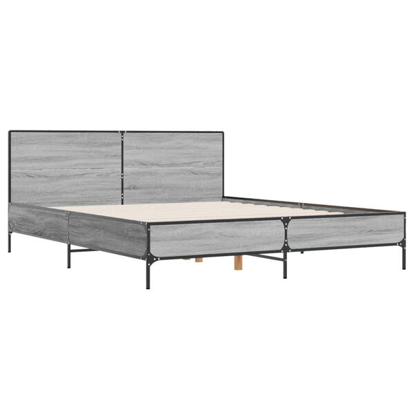 vidaXL Bed Frame without Mattress Grey Sonoma 120x190 cm Small Double