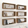 vidaXL Wall Cube Shelves 6 pcs Smoked Oak 60x15x23 cm Engineered Wood