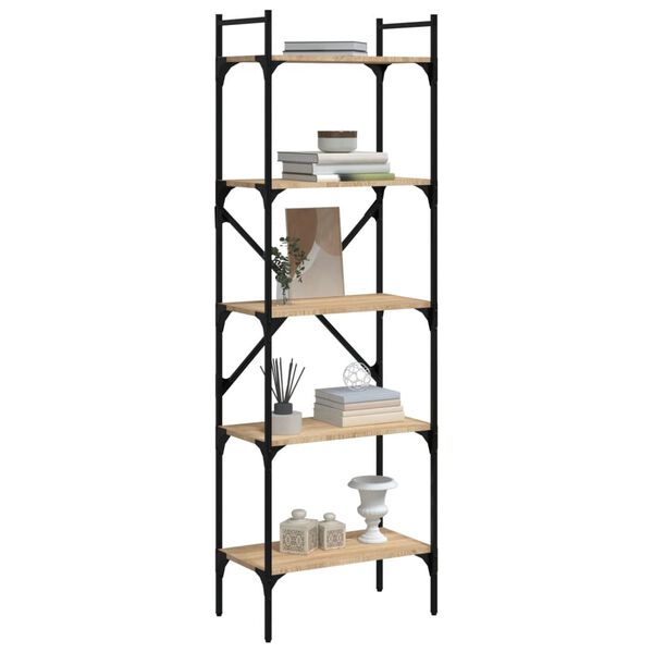 vidaXL Bookcase 5-Tier Sonoma Oak 56x31.5x174 cm Engineered Wood