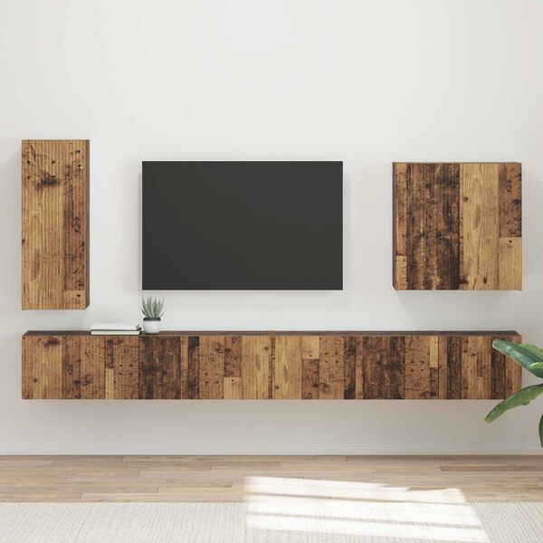 vidaXL TV Wall Cabinet Set Wall-mounted 6 pcs Old Wood