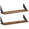 vidaXL Wall Shelves 2 pcs Old Wood 70 x 20 x 17 cm