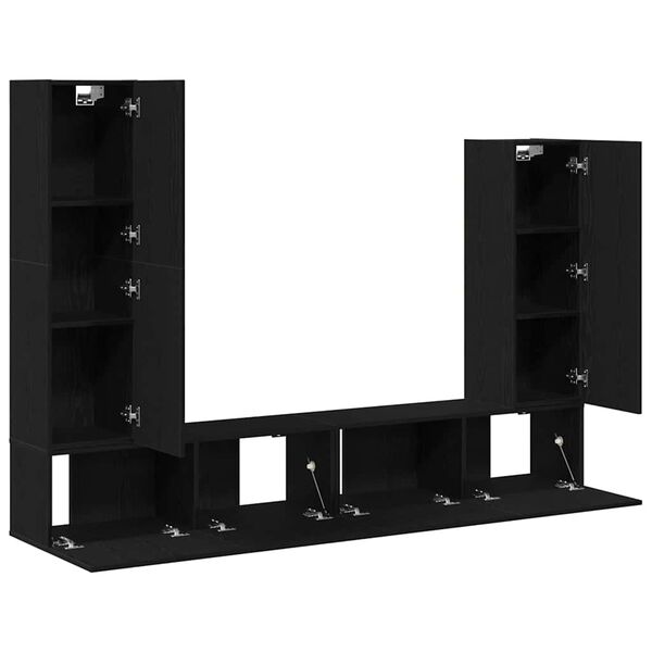 vidaXL TV Cabinet Set Wall-mounted 6 pcs Black Oak Engineered Wood