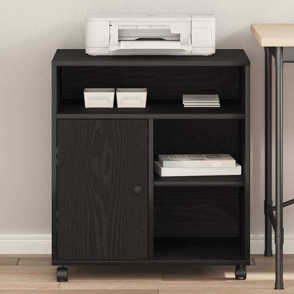 vidaXL Printer Stand Black oak 60 x 50 x 67 cm Engineered wood