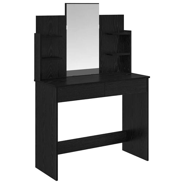 vidaXL Dressing Table with Mirror Black Oak 96 x 39 x 142 cm