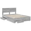 vidaXL Bed Frame with Drawer Grey Sonoma 135 x 190 cm Engineered Wood