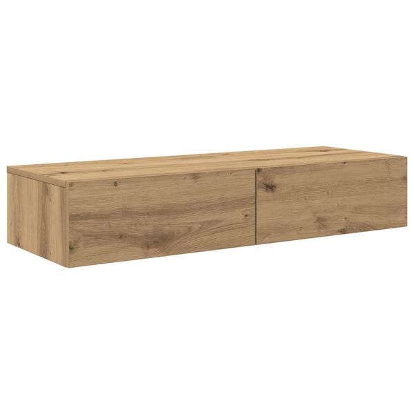 vidaXL Wall Shelf with Drawers Artisian Oak 100x36x19 cm Engineered Wood