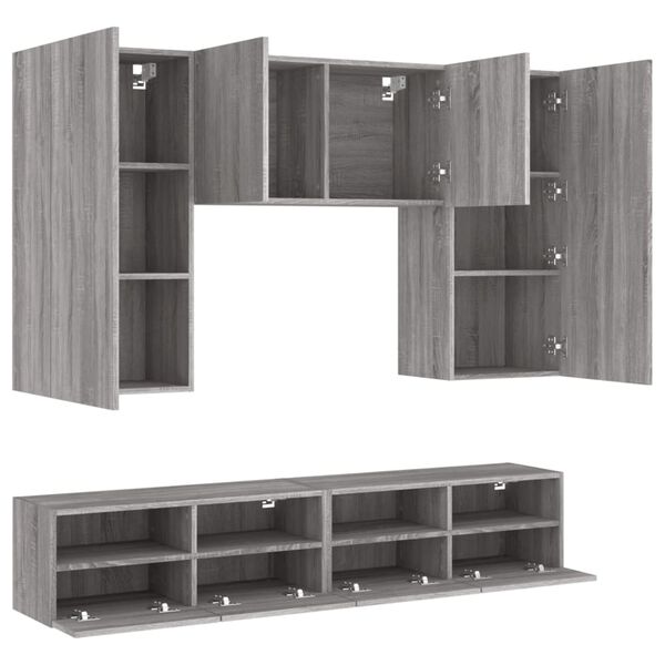 vidaXL 5 Piece TV Wall Units Grey Sonoma Engineered Wood