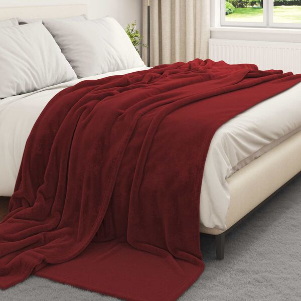 vidaXL Throw Blanket Bordeaux Red 220 x 240 cm Fleece