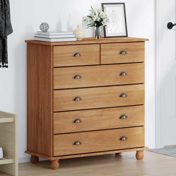vidaXL Chest of Drawer ASKIM Brown 91 x 40 x 95.5 cm Solid Pine Wood