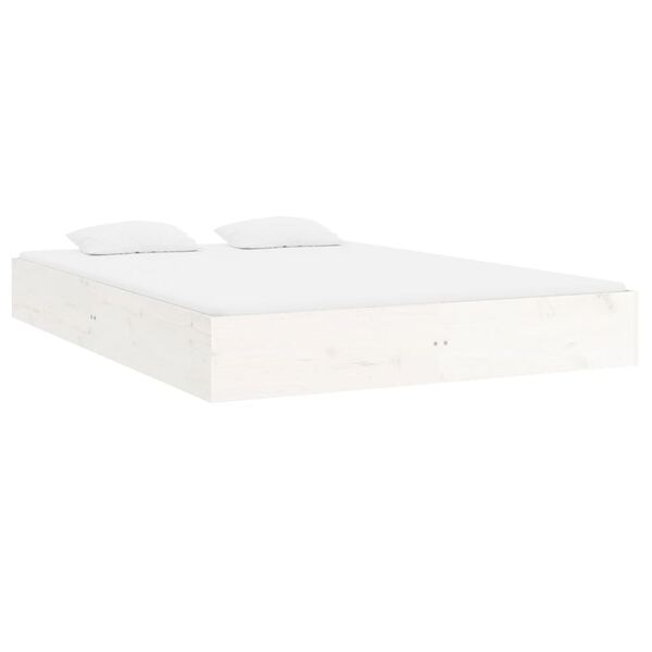 vidaXL Bed Frame without Mattress White Solid Wood 150x200 cm King Size King Size