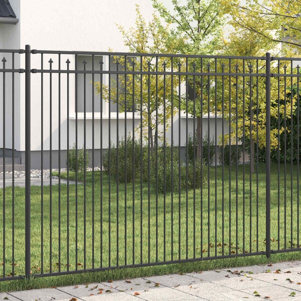 vidaXL Spike Fence Black 200 x 200 cm Powder-Coated Steel
