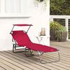 vidaXL Folding Sun Lounger Folding 1-person Red 56 x 190 x 81cm Fabric