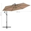 vidaXL Cantilever Umbrella with Aluminium Pole 300 cm Taupe