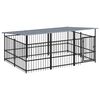 vidaXL Outdoor Dog Kennel with Roof Steel 5.63 m&sup2;