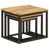 vidaXL Nesting Coffee Tables 3 pcs Solid Wood Mango and Iron