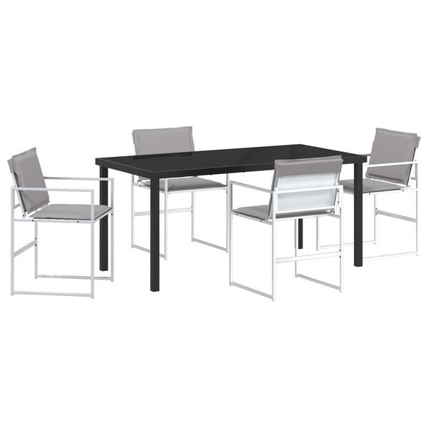 vidaXL Garden Dining Set Folding 5 pcs White Textilene and steel