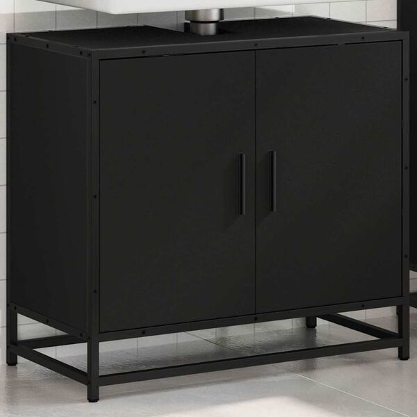 vidaXL Bathroom Sink Cabinet Black 65x33x60 cm Engineered Wood