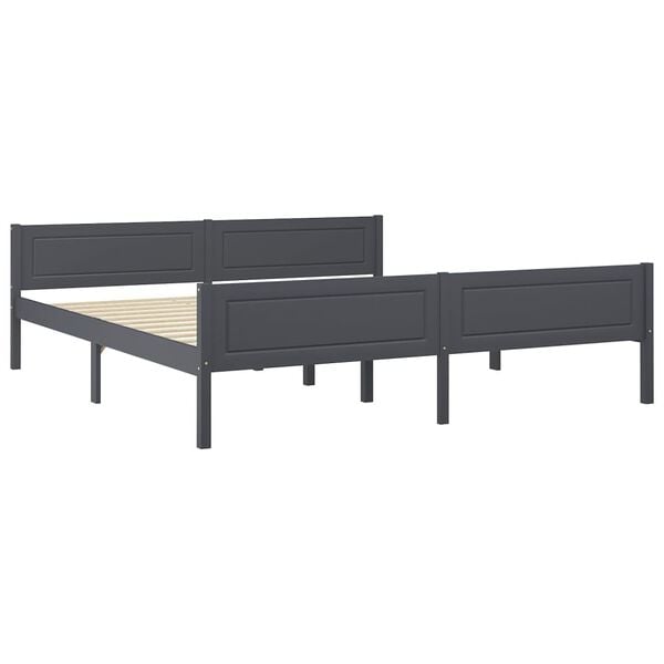 vidaXL Bed Frame without Mattress Solid Pinewood Grey 180x200 cm Super King
