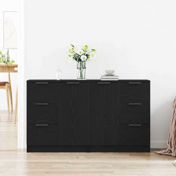 vidaXL Sideboard Black Oak 120 x 30 x 70 cm Engineered Wood