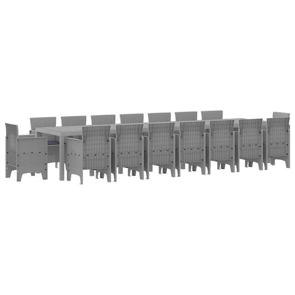 vidaXL Garden Dining Set with Cushions 17 pcs Light Grey PP