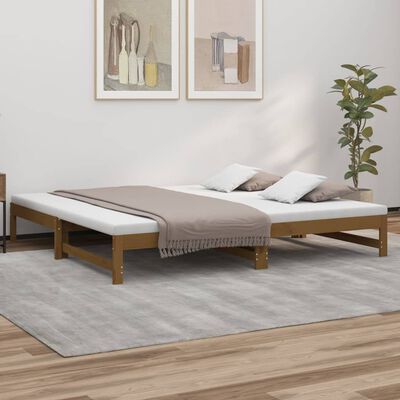 vidaXL Pull-out Day Bed Honey Brown 2x(100x200) cm Solid Wood Pine