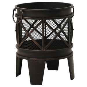 vidaXL Rustic Fire Pit with Poker &Phi;42x54 cm Steel