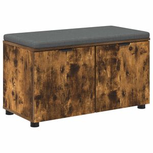 vidaXL Hall Bench with Cushion with Storage Smoked Oak 80 x 46 x 46 cm
