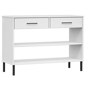 vidaXL Console Cabinet with Metal Legs White Solid Wood Pine "OSLO
