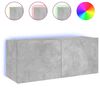 vidaXL TV Wall Cabinet with LED Lights Concrete Grey 100x35x41 cm