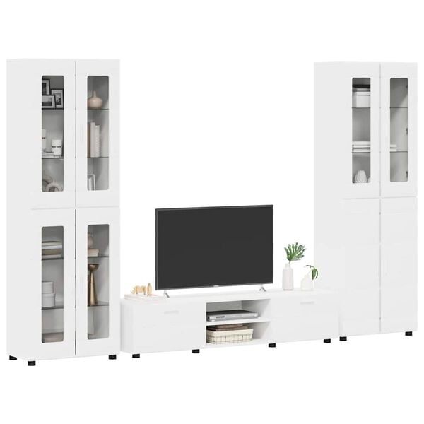 vidaXL TV Cabinet Set with Drawer with Shelf White Engineered Wood