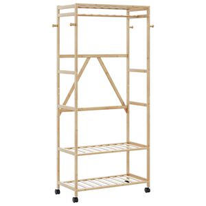 vidaXL Clothes Rack with Shelves and Wheels 90x40x179.5 cm Bamboo