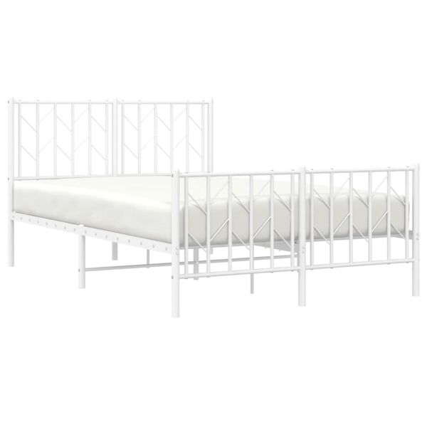 vidaXL Metal Bed Frame without Mattress with Footboard&nbsp;White 120x190cm