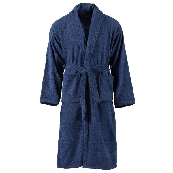 vidaXL Unisex Terry Bathrobe 100% Cotton Navy L