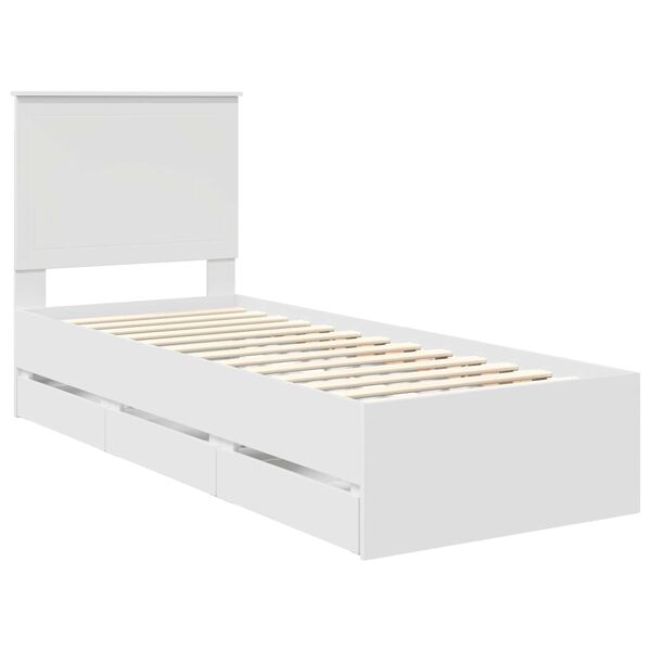 vidaXL Bed Frame with Drawer White 75 x 190 cm Engineer Wood
