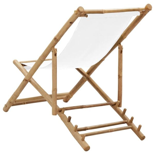 vidaXL Outdoor Deck Chair Bamboo and Canvas