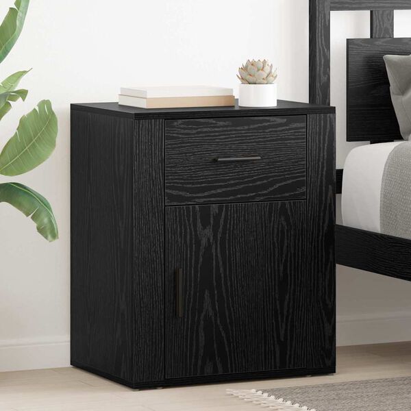 vidaXL Bedside Cabinet Black Oak 35 x 50 x 60 cm Engineered Wood