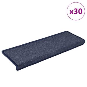 vidaXL Stair Mats 30 pcs 65x21x4 cm Dark Grey and Blue Rectangular Edge