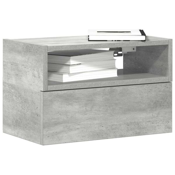 vidaXL Wall-mounted Bedside Cabinet Concrete Grey 45x26x28.5 cm