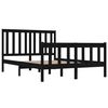 vidaXL Bed Frame without Mattress Black Solid Wood Double